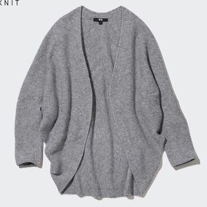 Uniqlo 3D Knit Souffle Yarn Long-Sleeve Cardigan - Gray